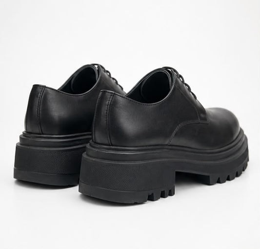 Black Chunky Derby Shoes