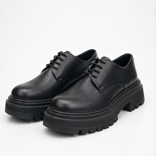 Black Chunky Derby Shoes