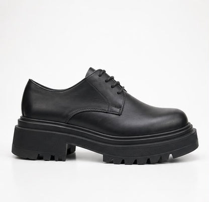 Black Chunky Derby Shoes